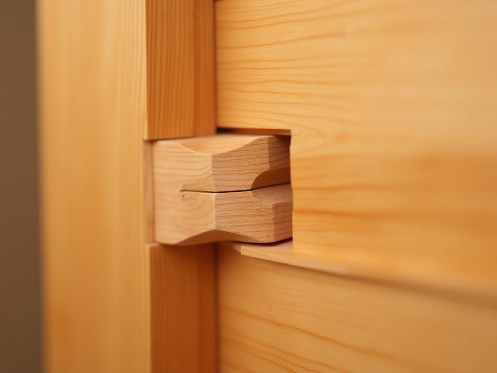 Close-up of precise wood joinery, illustrating the high level of craftsmanship and structural integrity.