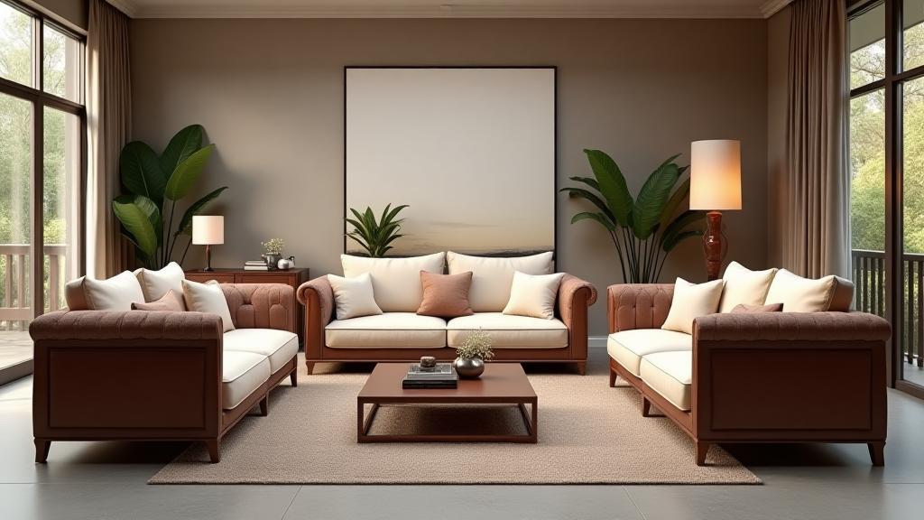 Luxurious handmade living room furniture set, capturing artisanal quality and comfort.